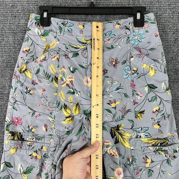 Anthropologie Floral Cargo Pants Women 2 Slim Tapered Utility Indie Y2K - Picture 10 of 13